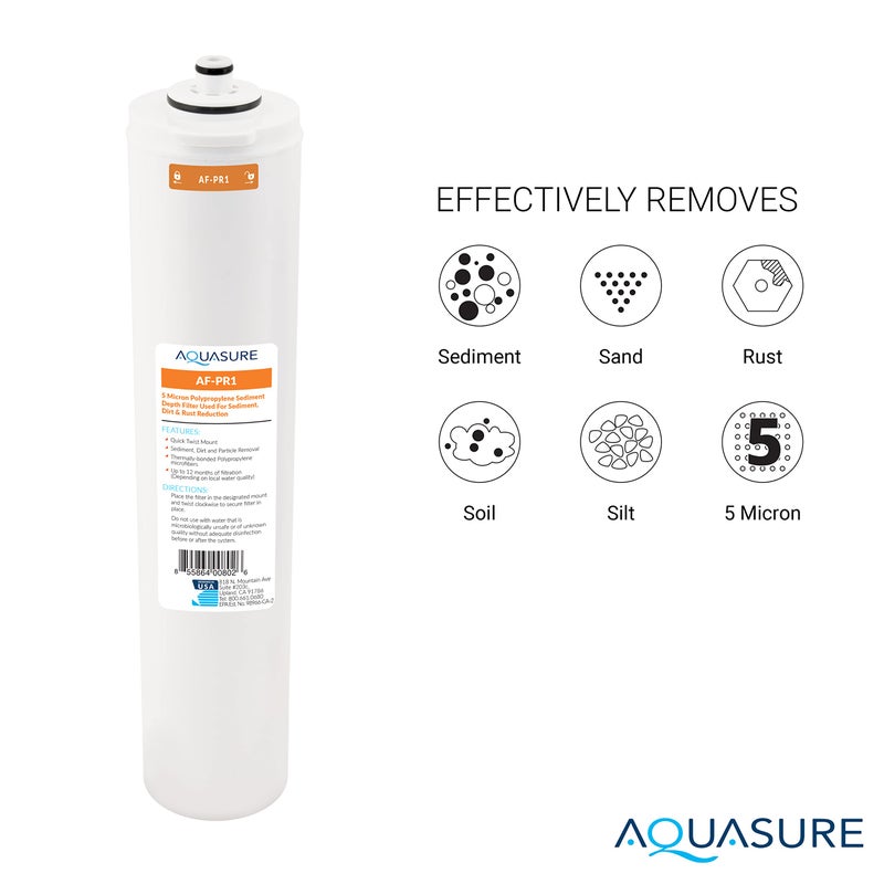 Aquasure Premier Series Complete 4-Stage Quick Twist Filter Replacement Cartridge Bundle Set AF-CP75 | Compatible with AS-PR75 4-Stage Under Sink Reverse Osmosis RO Water Filtration System - Image 2